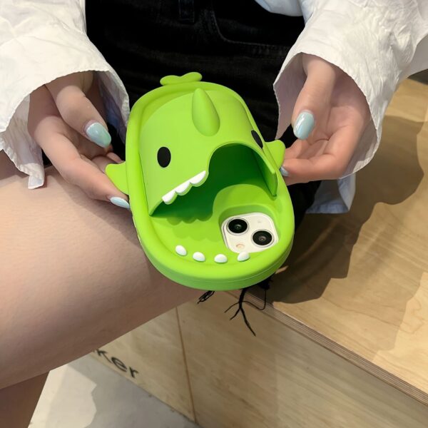 Green Shark Slipper Silicone Phone Case for Apple iPhone Models