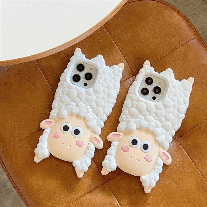 3D White Sheep Silicone Phone Cover for Apple iPhone Model