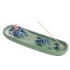 Mountain Hill Boat Blue Green Ceramic Incense Stick Burner Backflow Incense Holder