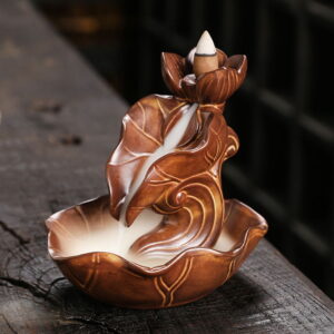 Retro Lotus Flower Lotus Leaf Ceramic Reverse Smoke Incense Holder Retro Lotus Flower Lotus Leaf Ceramic Reverse Smoke Incense Holder