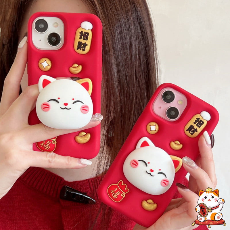 Lucky Cat Silicone Phone Case for Apple iPhone Models