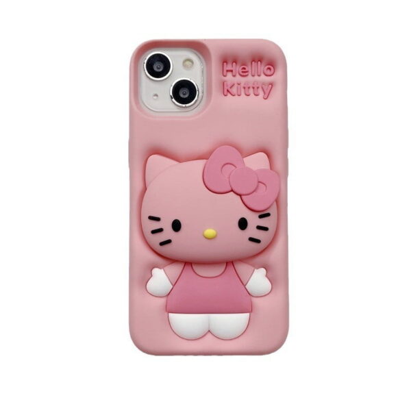 Pink Hello Kitty Stand Silicone Mobile Phone Cover for Apple iPhone Models