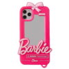 Pink Barbie Silicone Phone Case With Mirror for Apple iPhone Models