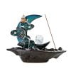 Blue Ceramic Crescent Moon Clouds Waterfall Incense Burner With LED Light Ball
