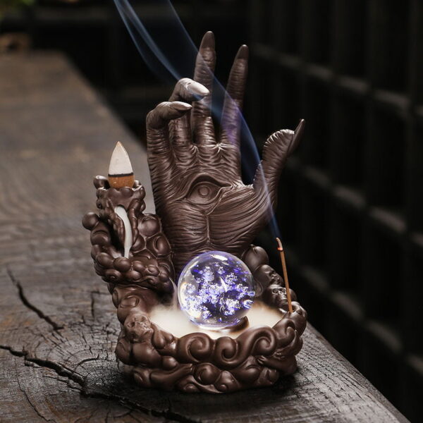 Halloween Ghost Hand Devil Eye Purple Sand Backflow Incense Holder