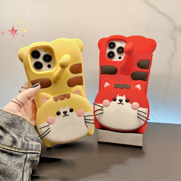 3D Cute Cat Silicone Phone Cover for Apple iPhone Model