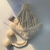 Rabbit Fur Woolen Hat Fur Ball Plus Fleece Warm Knitted Hat