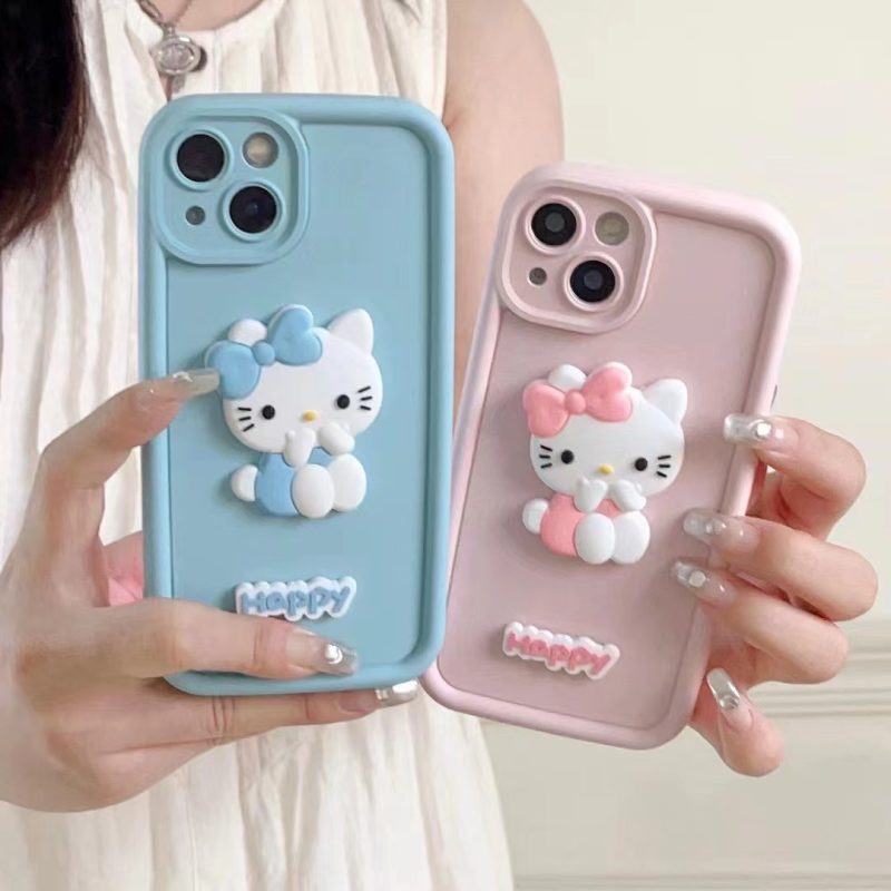 Happy Hello Kitty TPU Phone Case for Apple iPhone Models