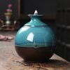 Round Vase Blue Ceramic Backflow Incense Holder - Image 3