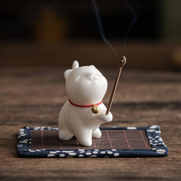 Cute Cat Ceramic Incense Stick Holder Burner