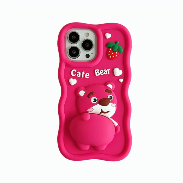 Pinchable Butt Strawberry Bear Silicone Phone Cover for Apple iPhone Model