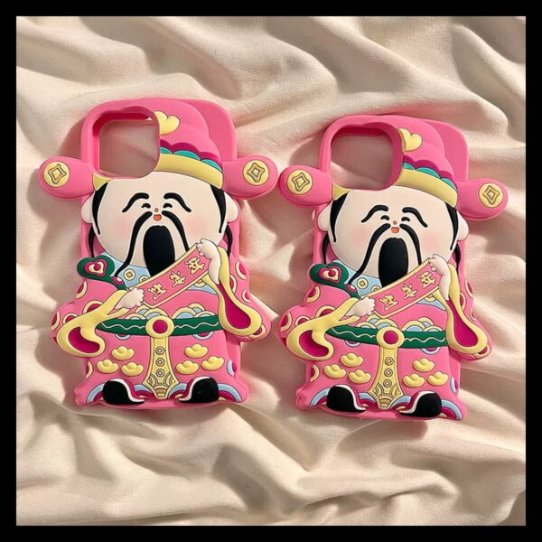 Pink Wealth God Silicone Phone Shell for Apple iPhone Models Pink Wealth God Silicone Phone Shell for Apple iPhone Models