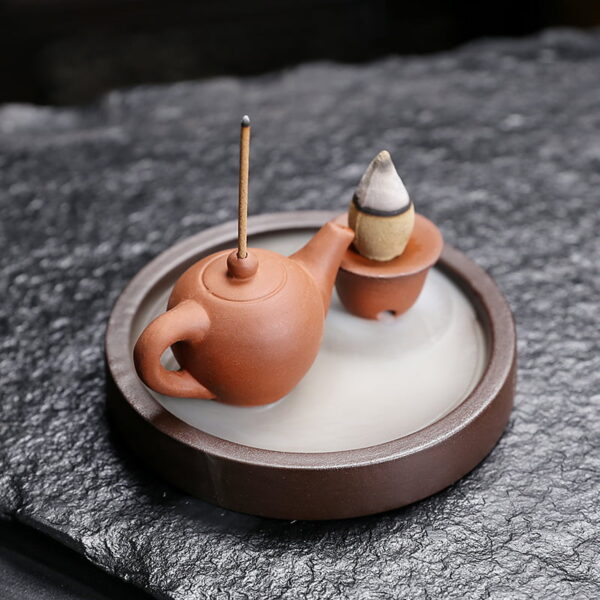 Teapot Teacup Ceramic Incense Stick Holder Backflow Incense Cone Burner