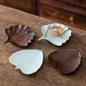 Bodhi Leaf Ginkgo Leaf Ceramic Stick Incense Holder Bodhi Leaf Ginkgo Leaf Ceramic Stick Incense Holder
