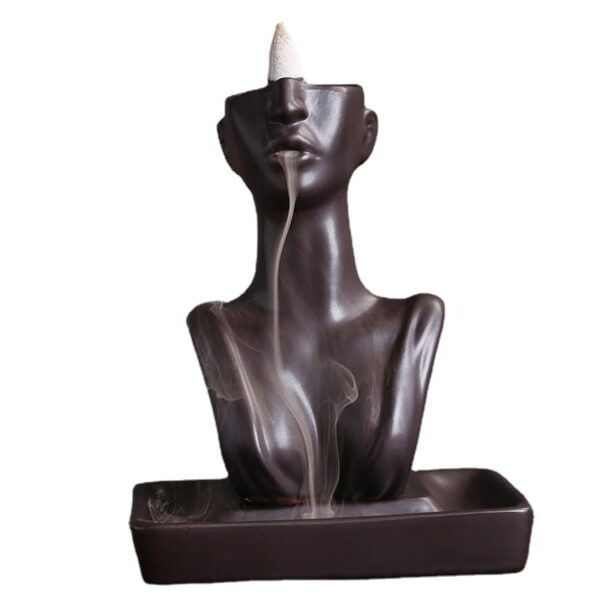 Lady Statue Ceramic Reverse Smoke Incense Burner