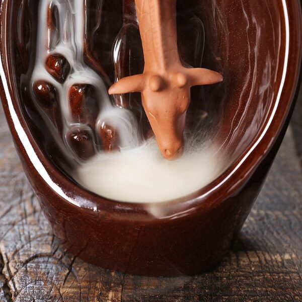 Giraffe Drinking Ceramic Backflow Incense Burner