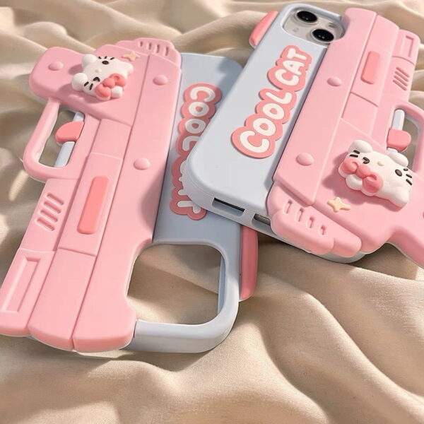 O1CN01HOsdEf2APMega120M_!!2215505888195-0-cib 3D Pistol Shape Cat Silicone Phone Case for Apple iPhone Model
