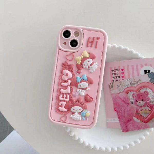 Pink Hello Melody Silicone Phone Cover for Apple iPhone Models