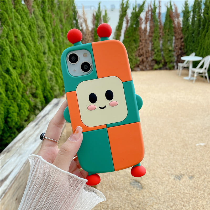 Stitching Color Silicone Robot Phone Shell for Apple iPhone Models