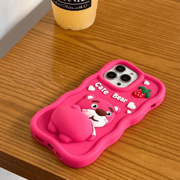 Pinchable Butt Strawberry Bear Silicone Phone Cover for Apple iPhone Model