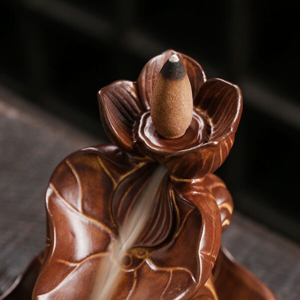 O1CN01J0ZV0x1kW4PXUYbuB_!!2551464690-0-cib Retro Lotus Flower Lotus Leaf Ceramic Reverse Smoke Incense Holder