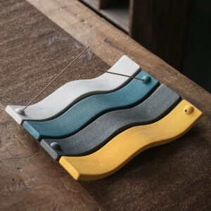 Wave Shape Macaron Color Ceramic Frosted Incense Stick Holder Wave Shape Macaron Color Ceramic Frosted Incense Stick Holder