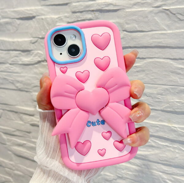 Cute Love Bow Tie Silicone Phone Case for Apple iPhone Model