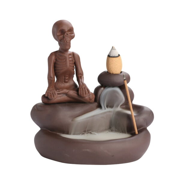 Halloween Yoga Skeleton Ceramic Backflow Incense Holder