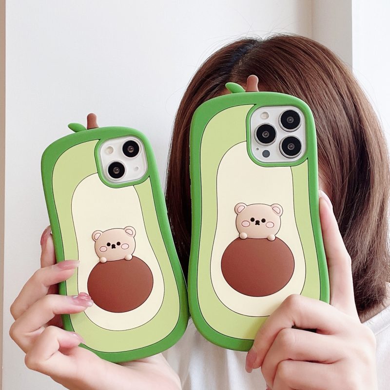 Cute 3D Avocado Silicone Phone Case for Apple iPhone Model