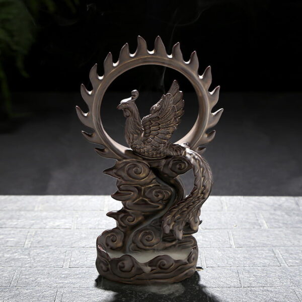 Phoenix Fire Ring Clouds Ceramic Waterfall Backflow Incense Burner