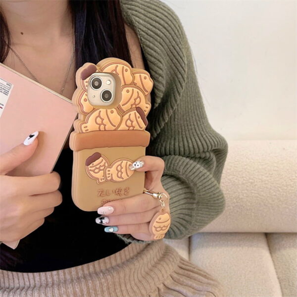 3D Cartoon Taiyaki Silicone Cell Phone Case for Apple iPhone Model
