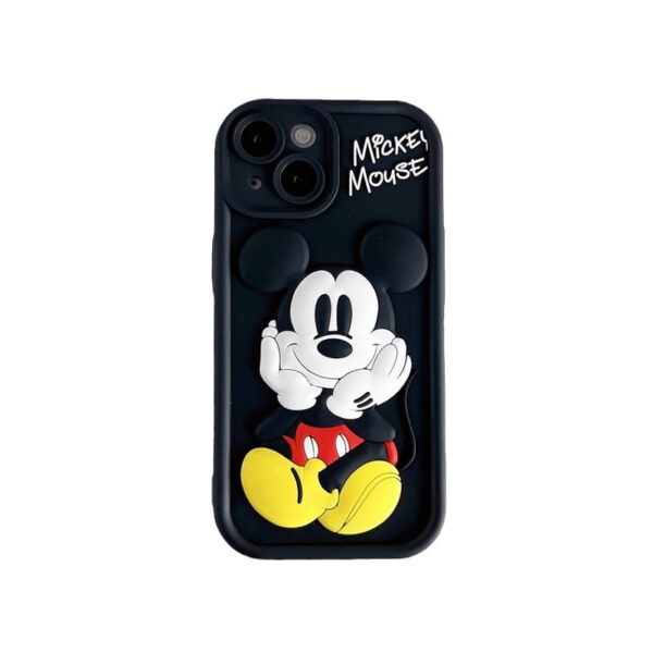 Cartoon 3D Black Mickey Mouse Silicone Phone Shell for Apple iPhone Models