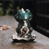 Green Frog Lotus Ceramic Backflow Stick Incense Burner