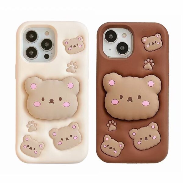 Cute Bear Stand Silicone Phone Shell for Apple iPhone Models Cute Bear Stand Silicone Phone Shell for Apple iPhone Models