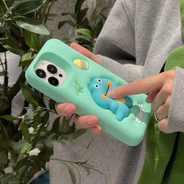 O1CN01LzGs1V1jt8kwJLA6g_!!2214609204605-0-cib 3D Cyan Dinosaur Silicone Phone Case for Apple iPhone Model