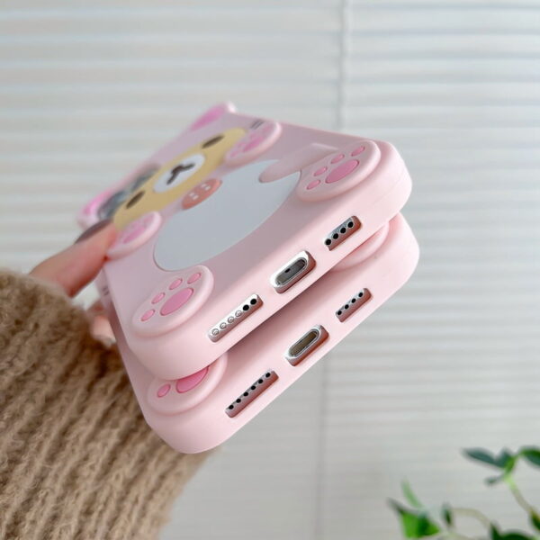 Cute Pink Bear Silicone Phone Cover for Apple iPhone Model