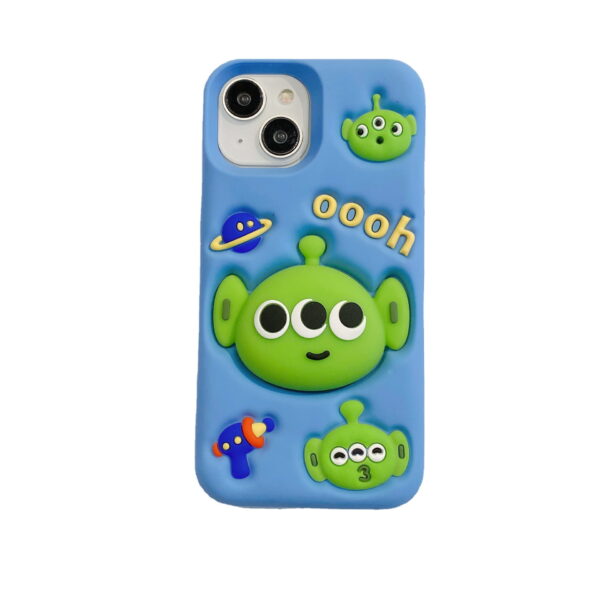 3D Cartoon 3 Eyes Monster Stand Silicone Phone Case for Apple iPhone Model