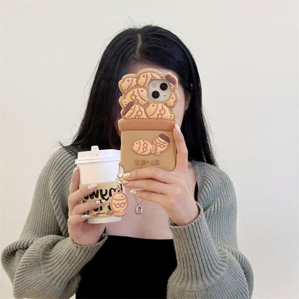3D Cartoon Taiyaki Silicone Cell Phone Case for Apple iPhone Model