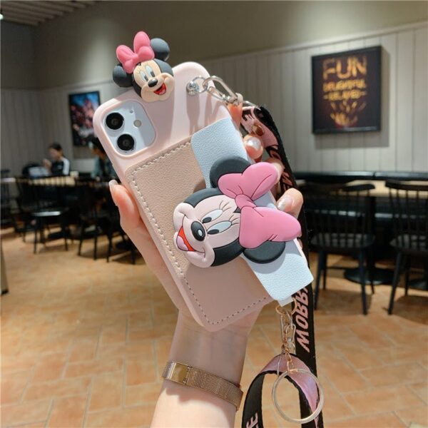 Disney Mickey Mouse Minnie TPU Phone Case With Card Slot for Apple iPhone Models