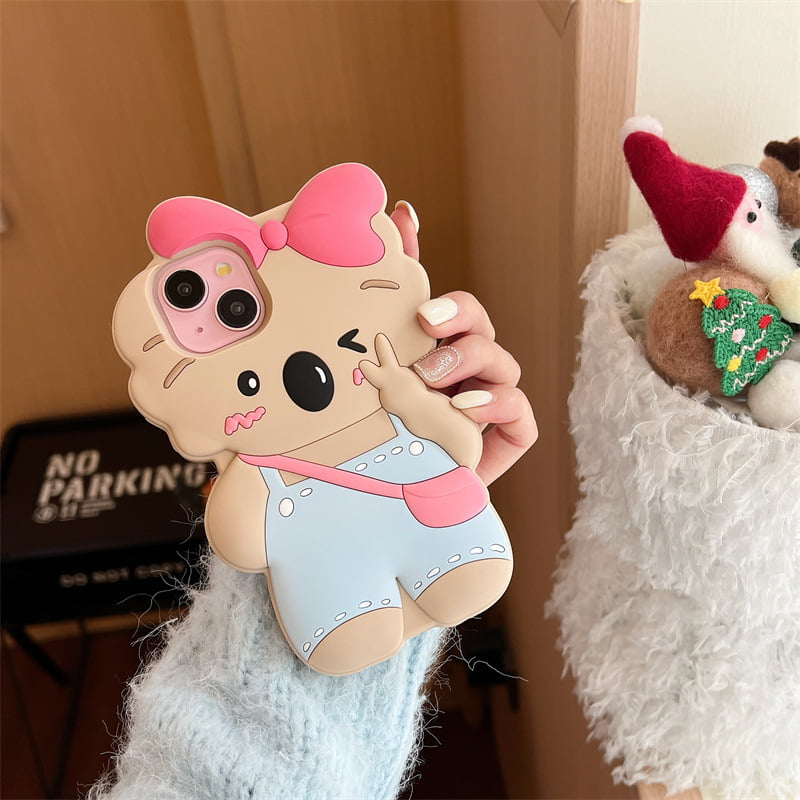 Koala Bow Tie Silicone Phone Case for Apple iPhone Model