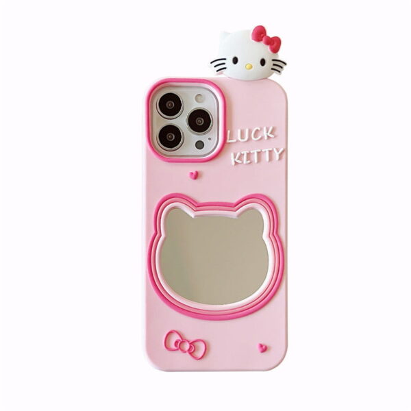 Pink Hello Kitty with Mirror Silicone Phone Cover for Apple iPhone Models