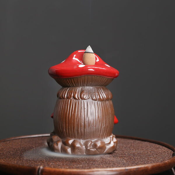 Red Mushroom Ceramic Back Burning Incense Burner
