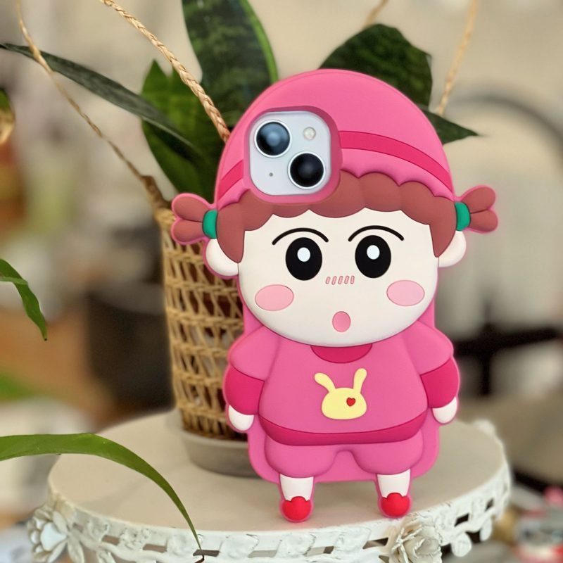 Cute Pink Girl Silicone Phone Shell for Apple iPhone Models