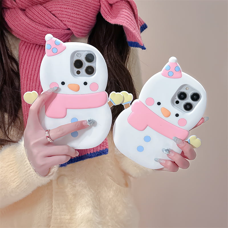 Cute Snowman Silicone Phone Cover for Apple iPhone Model