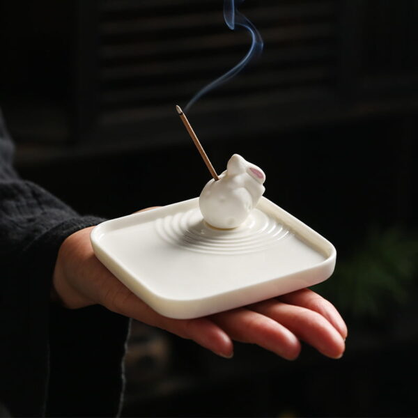 Rabbit Moon Astronaut Ceramic Incense Stick Holder