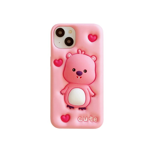 Pink Beaver Silicone Cell Phone Shell for Apple iPhone Models