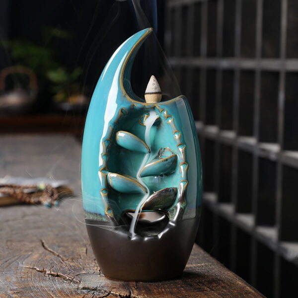 Crab Clip Blue Ceramic Incense Waterfall Burner