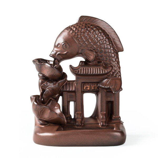 Carp Leaping Over the Dragon Gate Ceramic Backflow Incense Burner