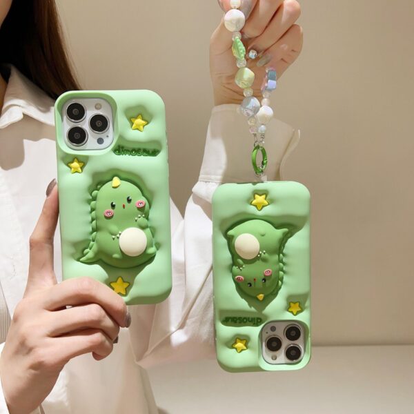 O1CN01P63QsV2GYsYK0Xa9A_!!2171299028-0-cib 3D Green Dinosaur Silicone Phone Shell for Apple iPhone Model
