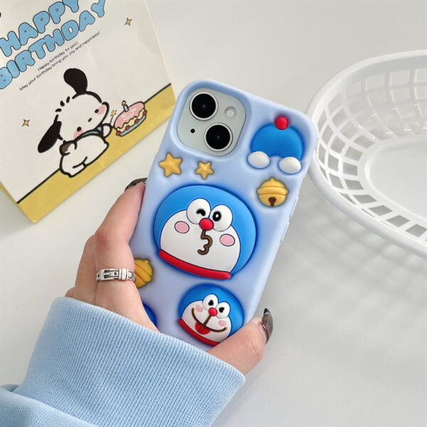 Blue 3D Doraemon Silicone Phone Cover for Apple iPhone Models